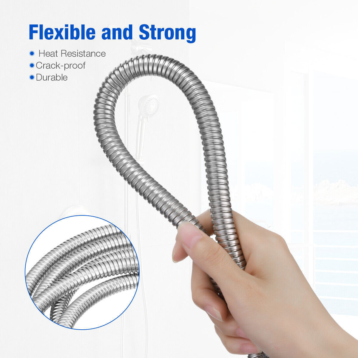 Premium 3-Meter 118 Inch Flexible Stainless Steel Shower Hose - Extra Long